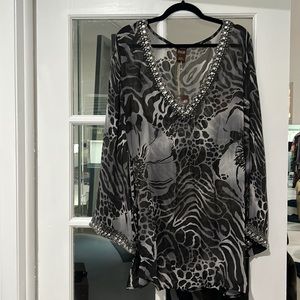 NWT INCA abraded sheer silk tunic